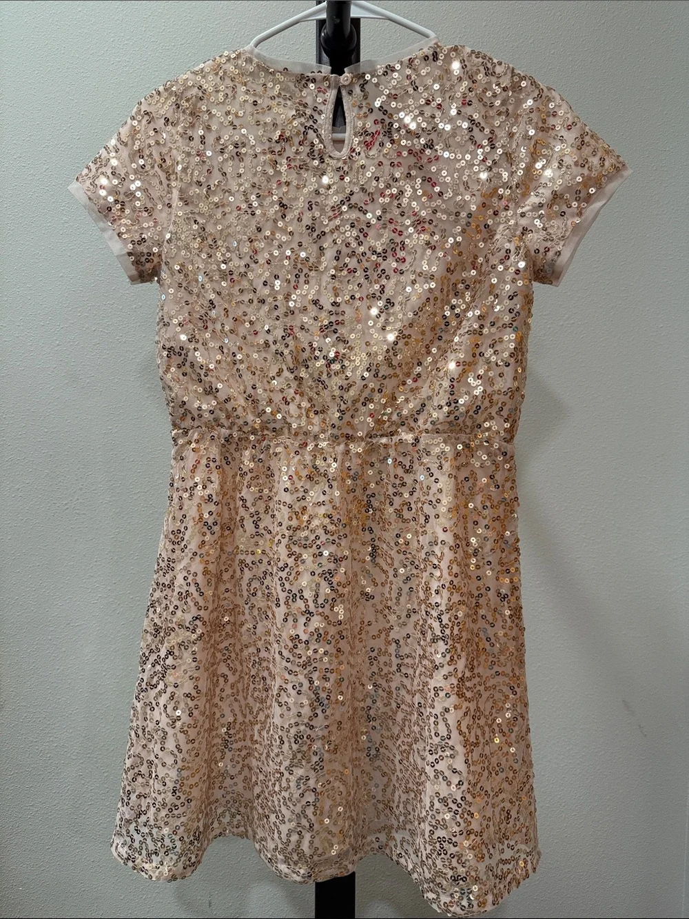 EIC GAP Girl's Champagne Sequin Fit-and-Flare Dress